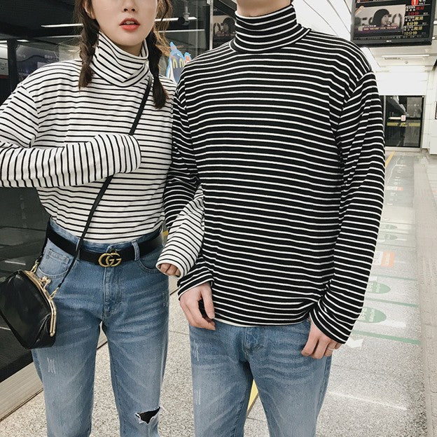 Black and White Striped Turtleneck