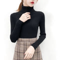 Black ribbed knit turtleneck sweater